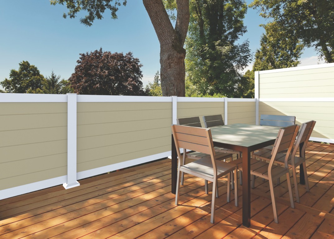 Well-designed deck with distinct dining and lounging zones